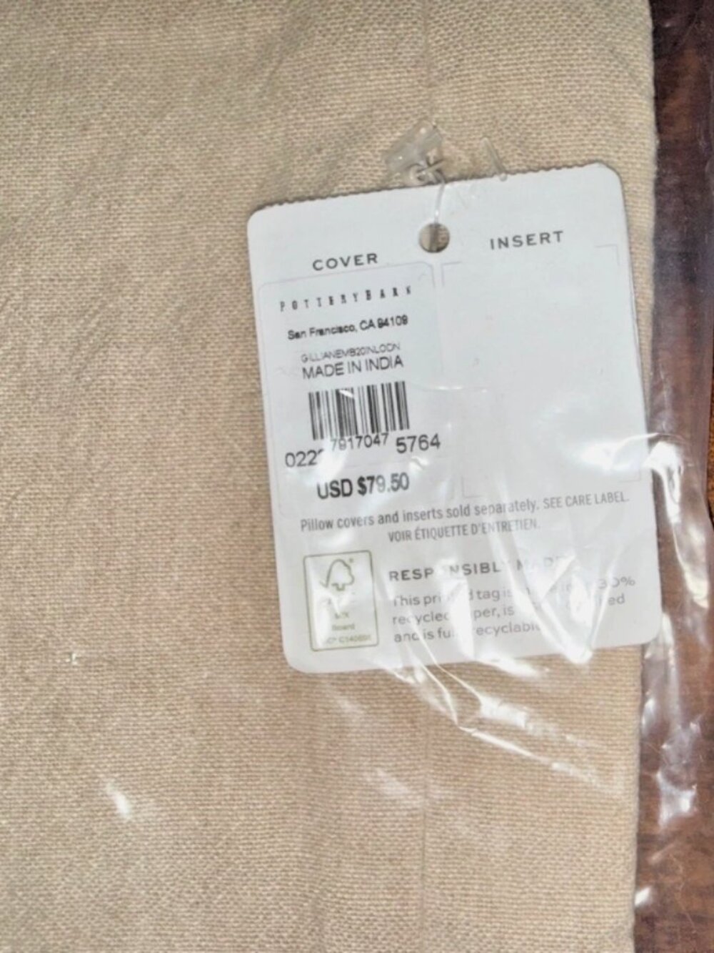 NEW 20" SQ Pottery Barn Gillian Embroidered Pillow Cover Loden Green + Neutral - Picture 4 of 6